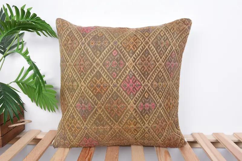 Embroidered Geometric Pillow, 20x20 Inches Decorative Pillow - 1