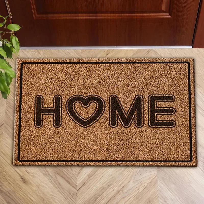 Heart-Shaped Modern Coir Door Mat Printed Rug - 1