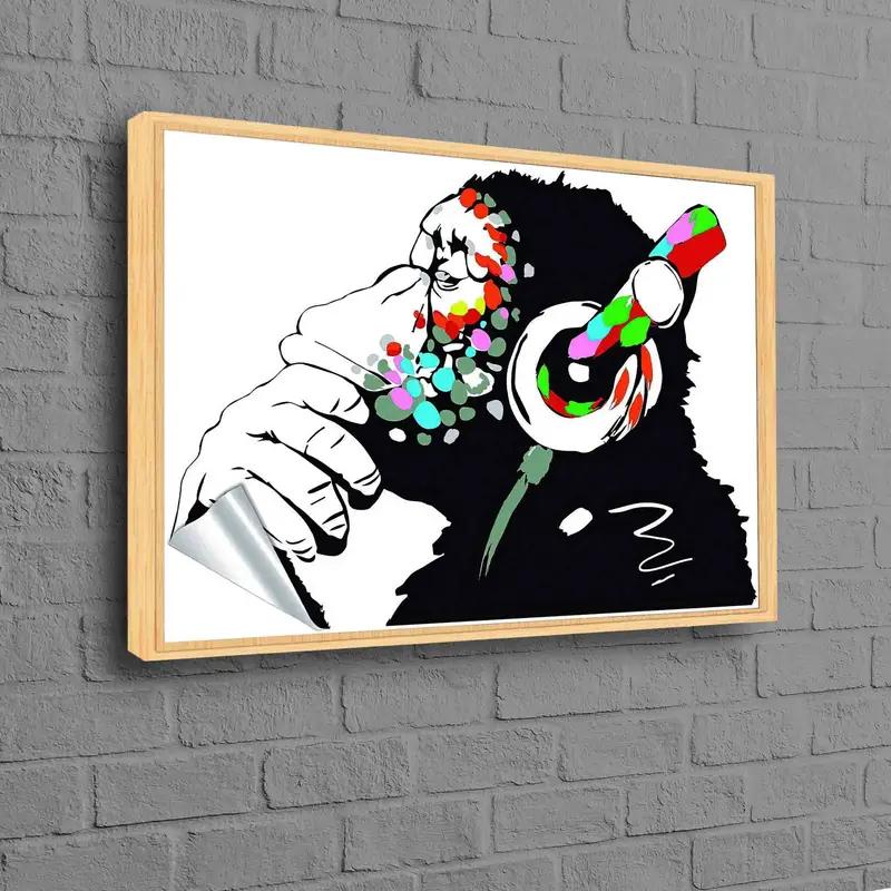 Vibrant Graffiti Monkey Canvas: Abstract Art for Music Lovers - 1
