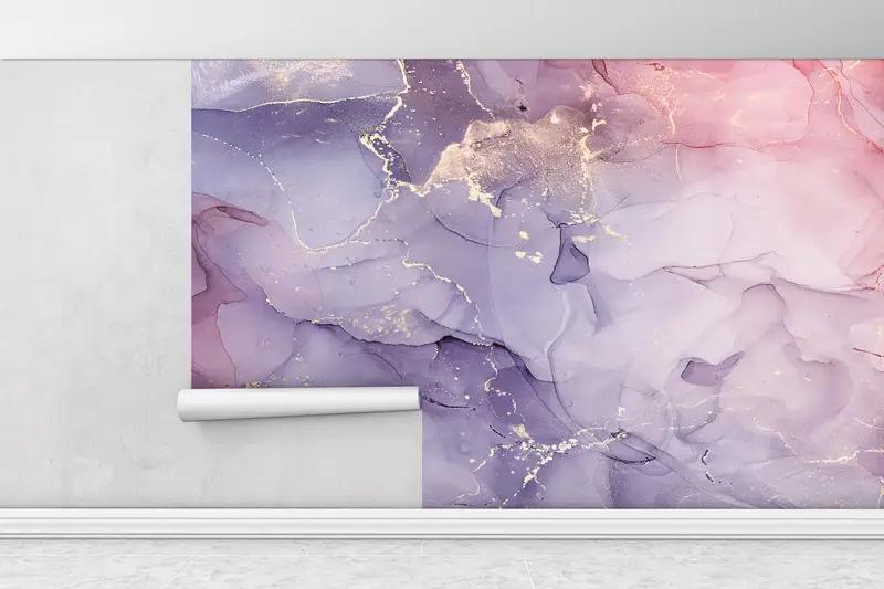 Purple And Pink Marble, Bright Wall Paper, Modern Wall Paper, Shimmery Wall Decor, Paper Wall Art, Luxury Marble Mural, - 15