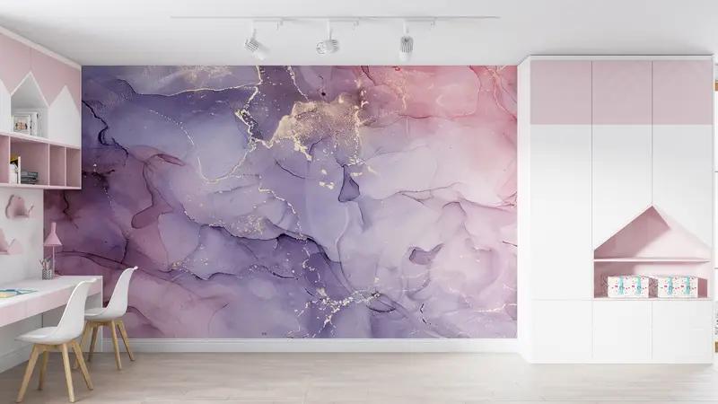 Purple And Pink Marble, Bright Wall Paper, Modern Wall Paper, Shimmery Wall Decor, Paper Wall Art, Luxury Marble Mural, - 17