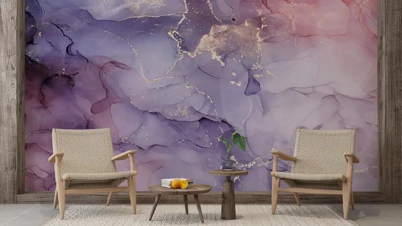 Purple And Pink Marble, Bright Wall Paper, Modern Wall Paper, Shimmery Wall Decor, Paper Wall Art, Luxury Marble Mural, - 16