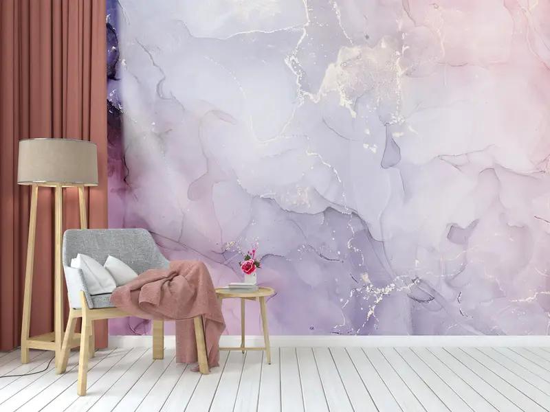 Purple And Pink Marble, Bright Wall Paper, Modern Wall Paper, Shimmery Wall Decor, Paper Wall Art, Luxury Marble Mural, - 8