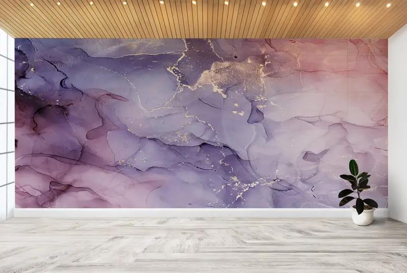Purple And Pink Marble, Bright Wall Paper, Modern Wall Paper, Shimmery Wall Decor, Paper Wall Art, Luxury Marble Mural, - 12