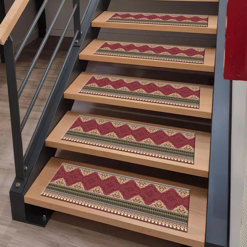 Dark Dusty Rose Ethnic Aztec Print Boho Step Rug - 1