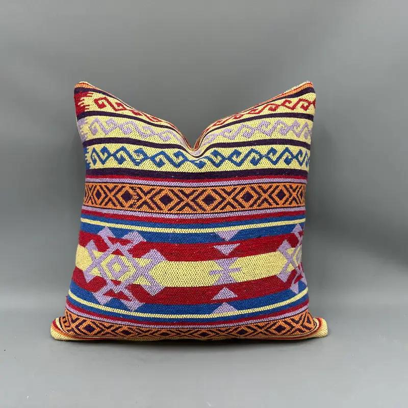 Almohada de lanzamiento Kilim tejida a mano, almohada de alfombra Kilim étnica antigua - 1