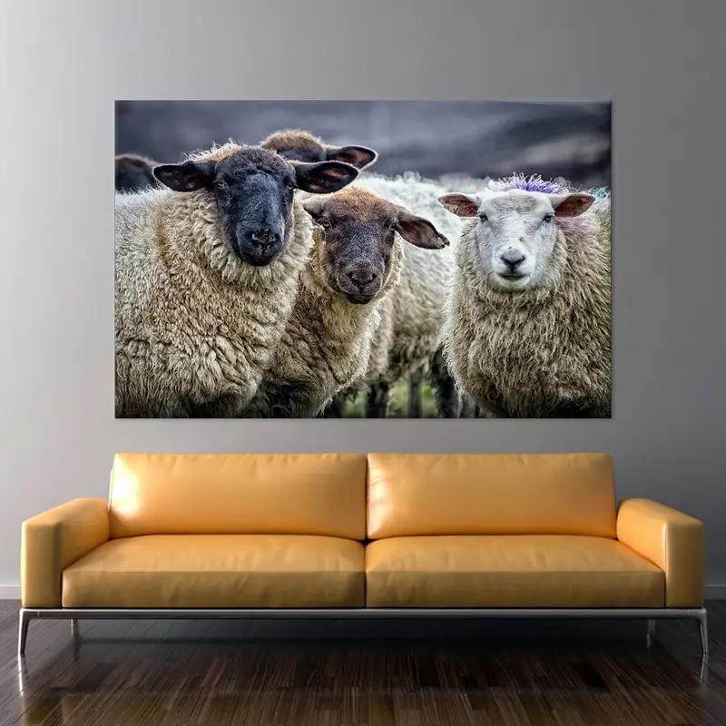 Ovejas Decoración de la pared, decoración de la pared de la granja, arte de lona de granja, arte doméstico de animales, arte de lona de animales, arte de pared de ovejas, arte de lona de ovejas - 1