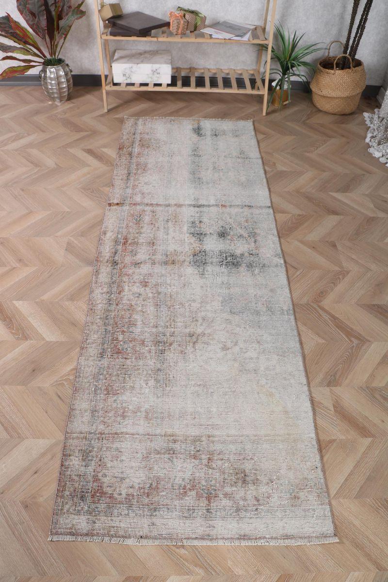 Alfombra Elegante Beige y Verde, 8x2,8m Rayas Geométricas - 1