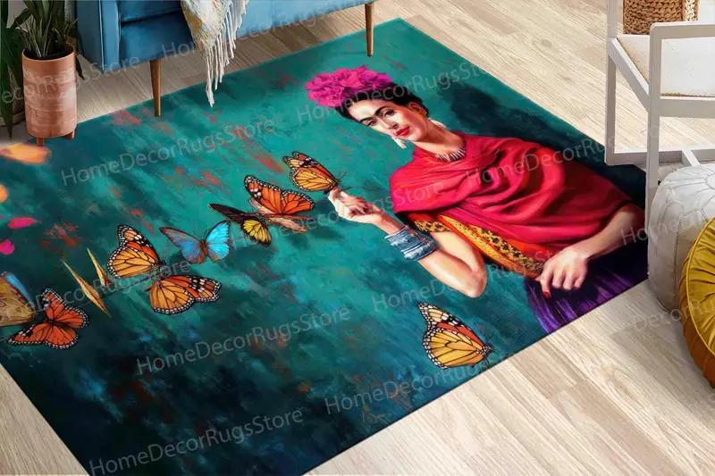 Frida Kahlo Abstract Modern Printed Rug: Luxury & Fashion - 1