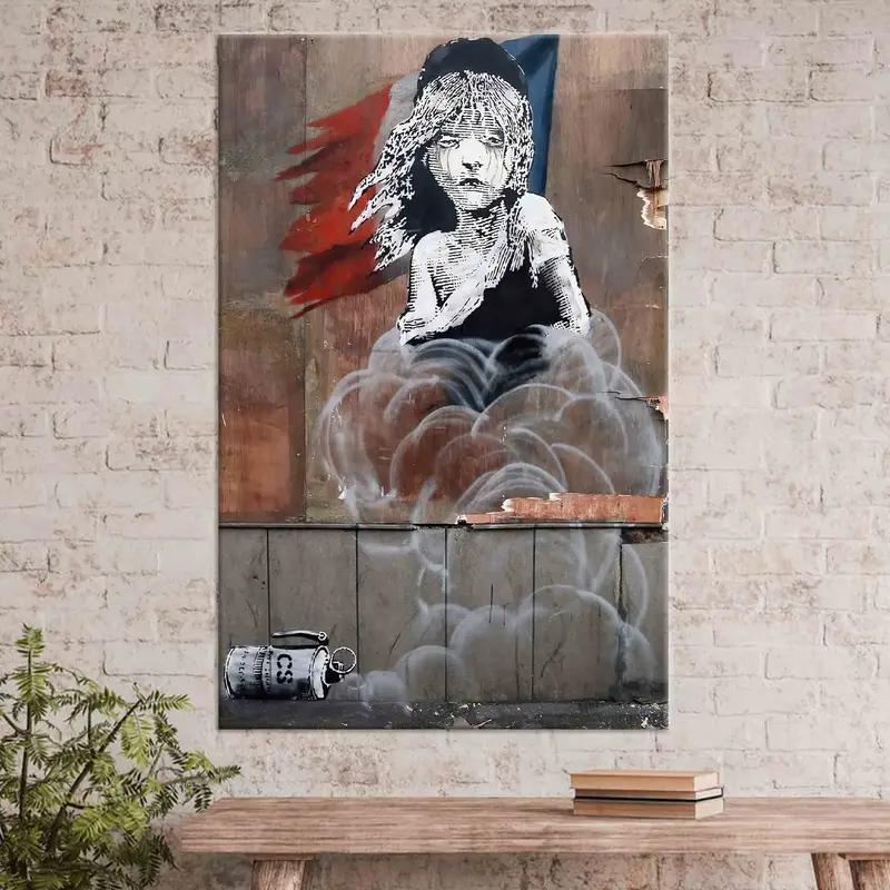 Regalo personalizado, Banksy the Miserables, póster de gas lacrimógeno, arte de pared de gas lacrimógeno de Banksy, decoración de pared de moda, arte de graffiti de Banksy, gran arte de pared, - 1