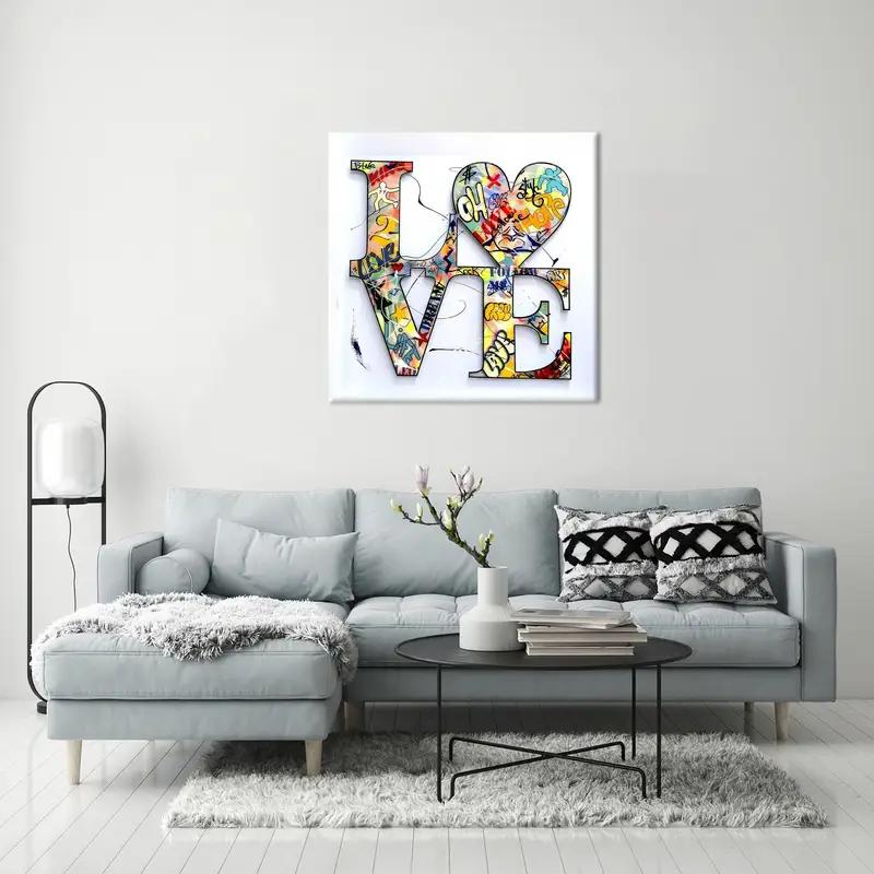 Arte de graffiti de amor, decoración de lienzo de amor, decoración moderna de lienzo, regalo del día de San Valentín, arte de pared de lona arte colgante de pared, decoración del hogar arte de pared - 1