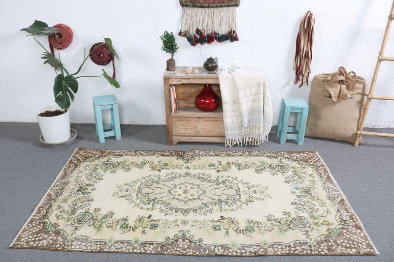 Alfombra de cuadros verdes y marrones, decoración elegante de 3,7x6,7 pies - 1