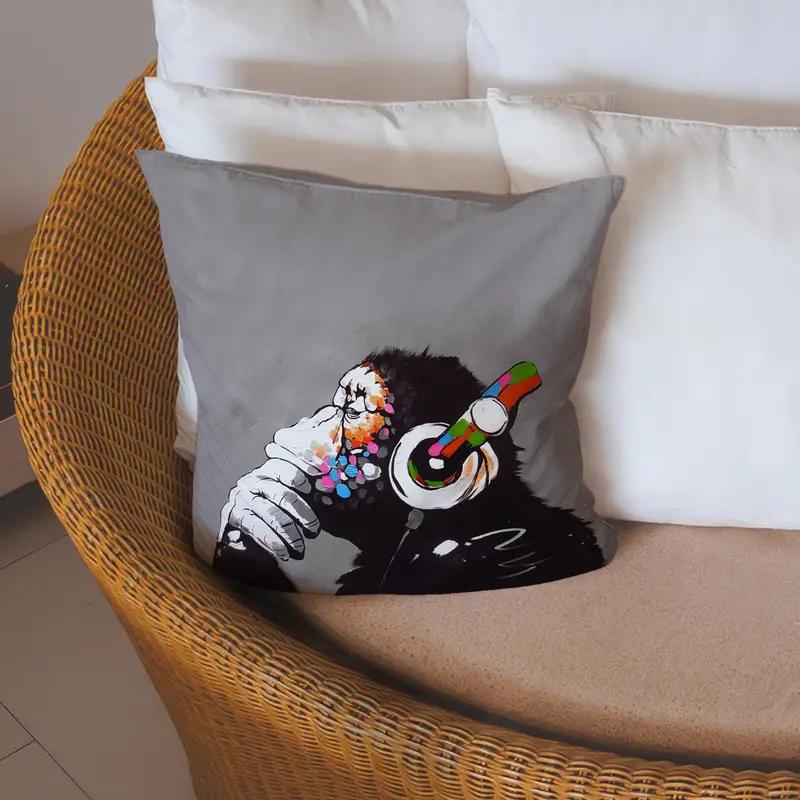 Graffiti Maymun Baskılı Yastık: Alanınız için Canlı Sanat - 1