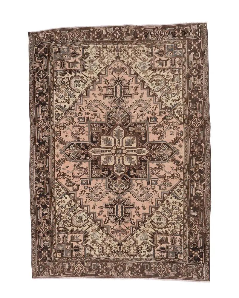 Alfombra marrón y rosa, 19 x 28 cm, diseño botánico - 1