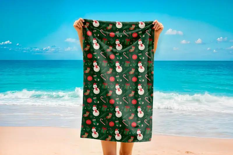 Yeşil Baskılı Havlu, Yılbaşı Baskılı Havlu, Yılbaşı Hediyesi Fikri, Yılbaşı Havlusu, Kişiye Özel Golf Havlusu, Modern Havlu Hediyesi, Plaj Havlusu - 1