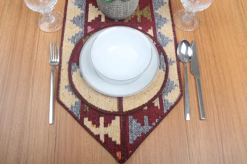 Table Decor, Traditional Kitchen Tablecloth, Rug Table Runner and Set Of Six Supla, 12x56, Dinnerware Sets, Patchwork Rug Decoration, 10 - 3