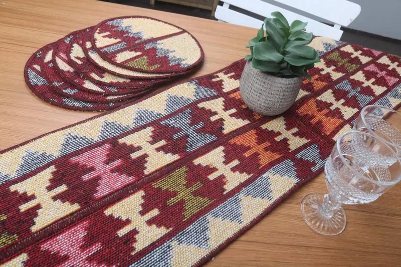 Table Decor, Traditional Kitchen Tablecloth, Rug Table Runner and Set Of Six Supla, 12x56, Dinnerware Sets, Patchwork Rug Decoration, 10 - 5