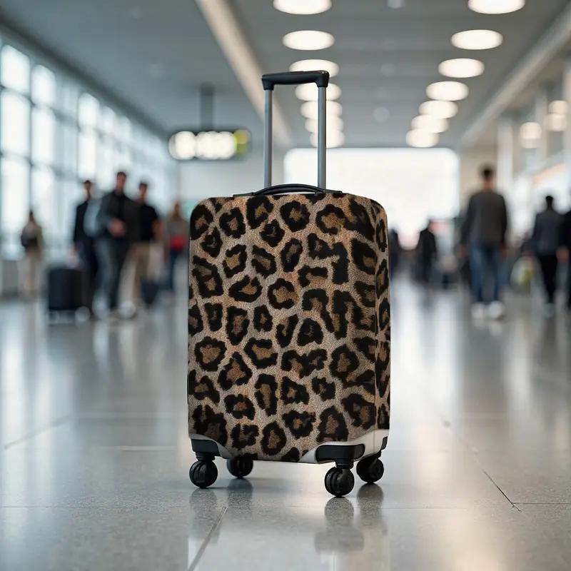 Leopard Suitcase Cover, Personalized Luggage Cover, Travel Accessory Gift, Custom Travel Gift, Protective Luggage Cover, - 1