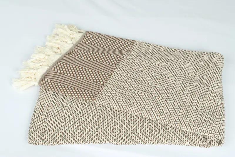 Large Towel, Turkish Blanket, Brown Throw, Diamond Blanket, 79x91 Inches Organic Cotton Bedspread, Warm Blanket, Designer Blanket, - 6