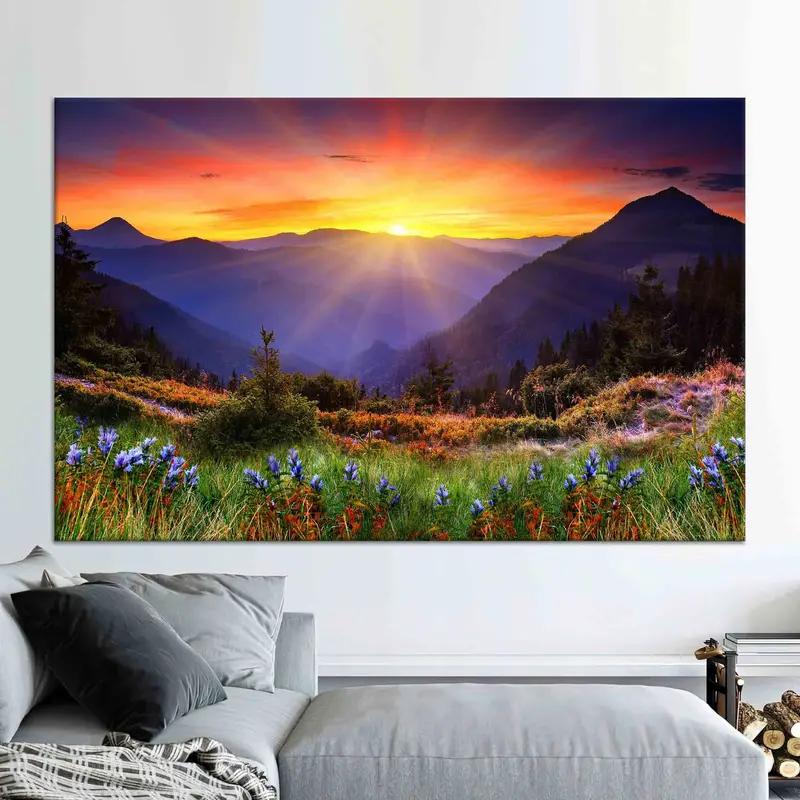 Lienzo vibrante de la montaña del amanecer: impresión del colorido paisaje de la naturaleza - 1