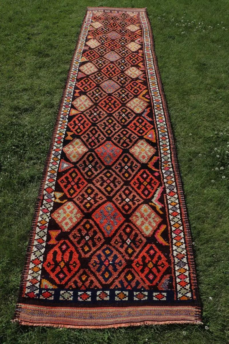 Alfombra con estampado animal negro y naranja, 2,9 x 14,1 pies - 1