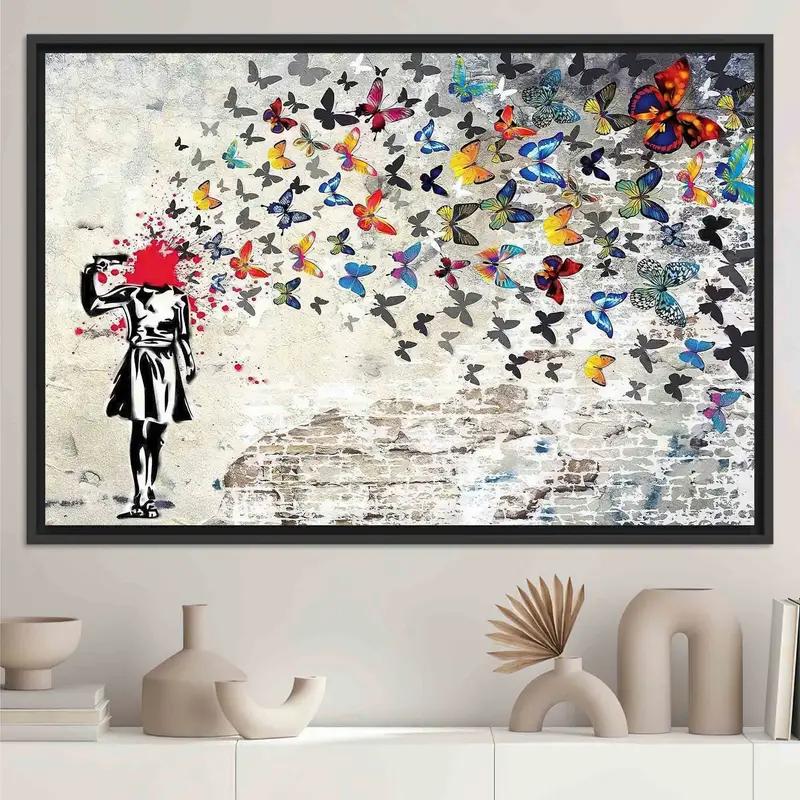Cuadro Encantador Banksy Mariposa Chica - Elegancia Artística - 1