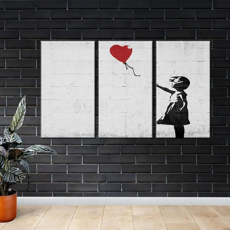Banksy Street Art, Girl With Heart Print, Banksy Style, Banksy Girl with Balloon Canvas Art, siempre hay esperanza lienzo, impresión de arte de pared, - 1