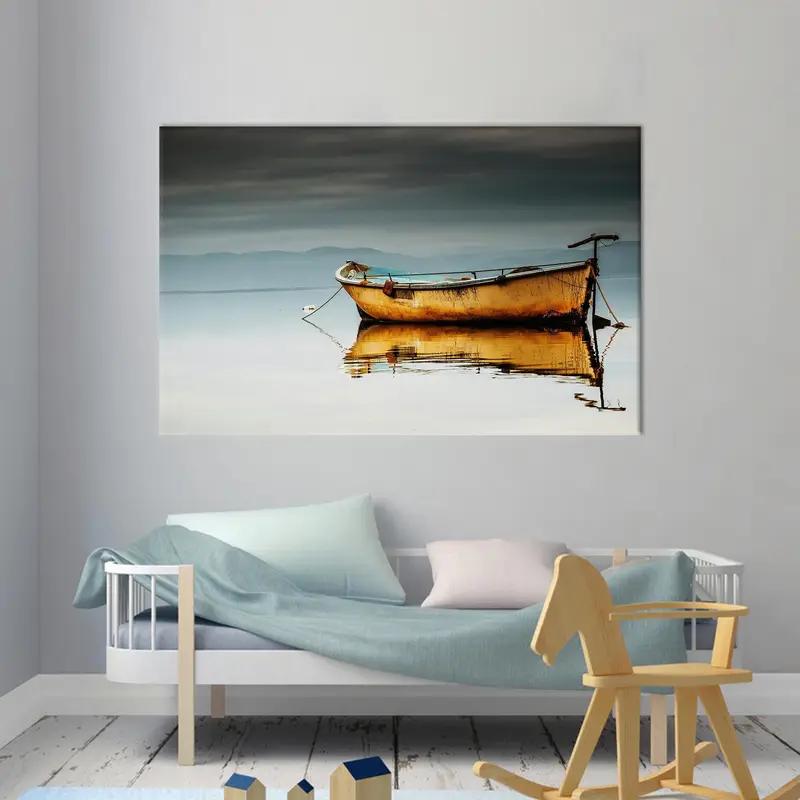 Paisaje para botes, paisaje marino, arte de lona costera, obra de arte del paisaje, arte colgante de paredes, arte de pared de mar, arte de decoración del hogar, regalo de amantes del mar - 1
