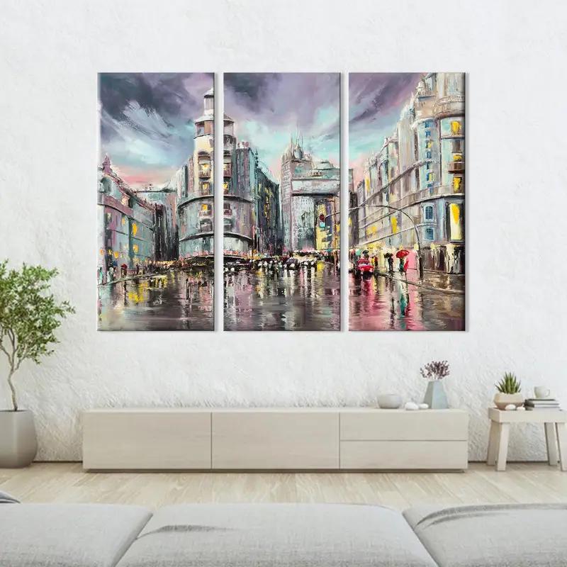 Madrid Gran Via Canvas Art, Madrid Pintura, impresiones de lona, arte abstracto grande de Madrid, decoración de pared, Gran a través de Wall Art, España, paisaje urbano - 1