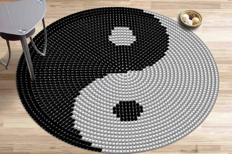Abstract Round Boho Printed Rug: Trendy Modern Home Accent - 1