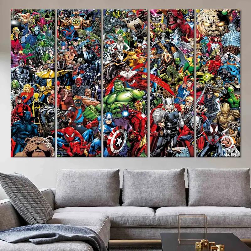 Marvel Superhero Canvas: Arte vibrante de sala de juegos para niños - 1