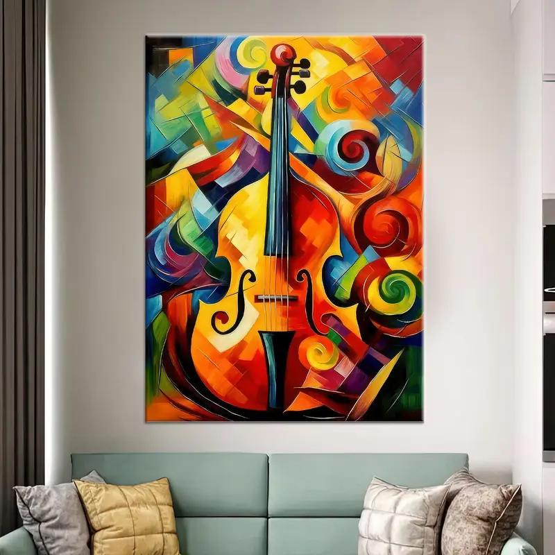 Arte de lona abstracta, decoración de arte de violonchelo, arte de pared colorido, arte moderno de lona, arte de la sala de música, arte musical de pared, arte de lona de violonchelo, arte de lona - 1
