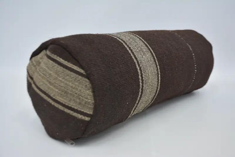 Almohada Kilim de lana hecha a mano, almohada decorativa marrón y beige - 1