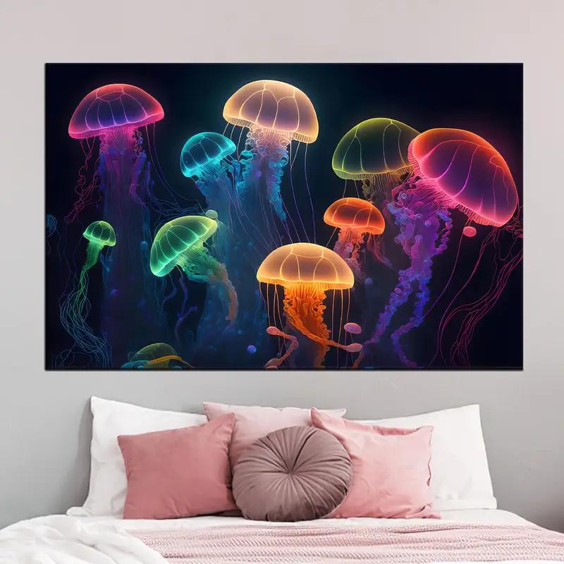 Impresión en lienzo con brillo de medusas surrealistas: decoración artística del hogar - 1
