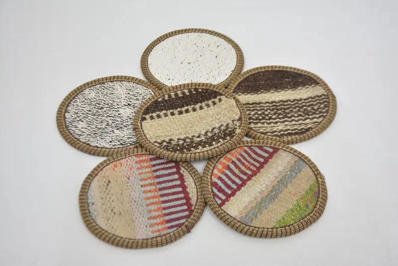 Bohemian Round Coaster, White and Bronze Coaster - 1