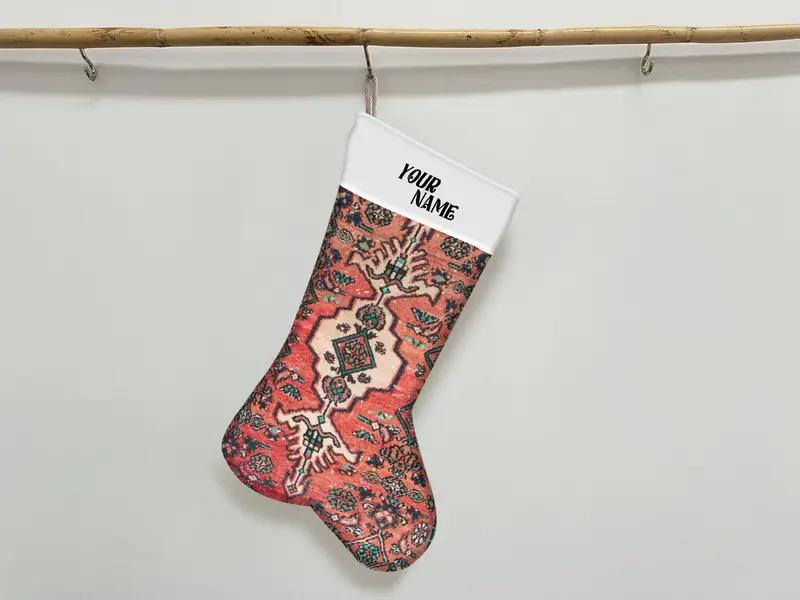 Boho Chic Baskılı Çorap: Noel İçin Özel İsimli Çorap - 1
