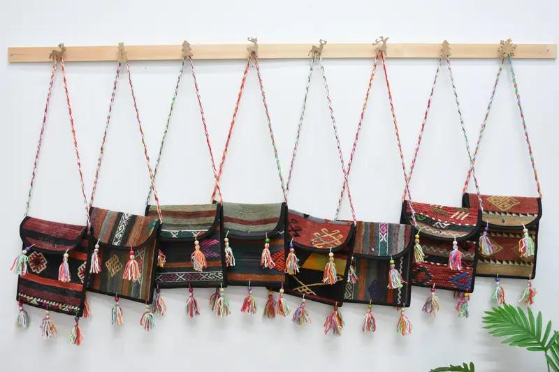 Brown & Pink Embroidered Throw Pillow, Vintage Rectangle Pillow - 1