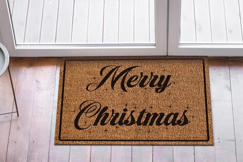 Zarif Baskılı Halı: Mutlu Noeller Ev Hediyesi Paspas - 1