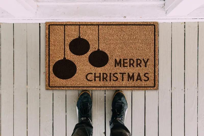 Elegant Printed Rug: Merry Christmas & New Year Design - 1