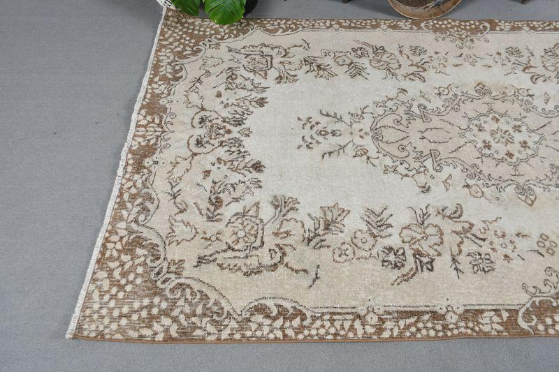 5.2x8.7 ft Handmade Turkish Oriental Rug , Vintage Beige Wool Rug - 6