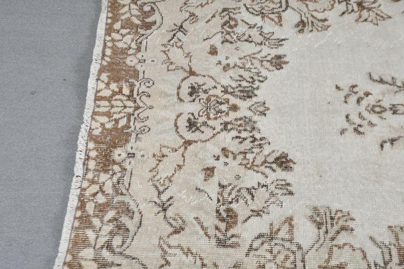 5.2x8.7 ft Handmade Turkish Oriental Rug , Vintage Beige Wool Rug - 3