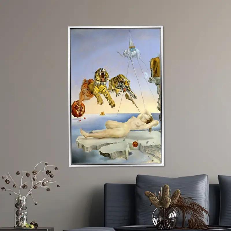 Lienzo surrealista del tigre causado por el sueño: El vuelo de una abeja de Dalí - 1