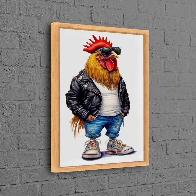 Lienzo de gallo moderno: impresión artística abstracta surrealista para el hogar - 1