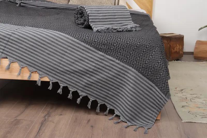 Aesthetic Blanket, Woven Throw Blanket, Turkish Blanket Queen, 104x80 Cotton Diamond Towel, Spa Gift, Bachelorette Gifts, Turkish Blanket - 1