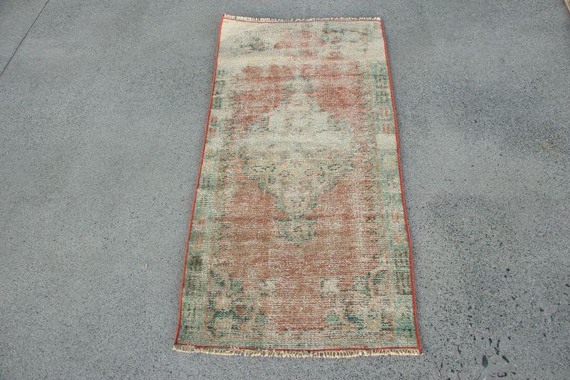 Alfombra vibrante naranja y verde, diseño botánico de 2x4 pies - 1