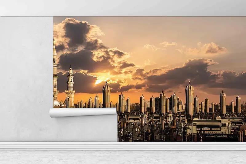 Masjid Nabawi Wall Paper, Islamic Wall Print, Islamic Landscape Wall Stickers, Roza e Rasool Wall Art, Wallpaper Patent, Sunset Wall Art, - 1