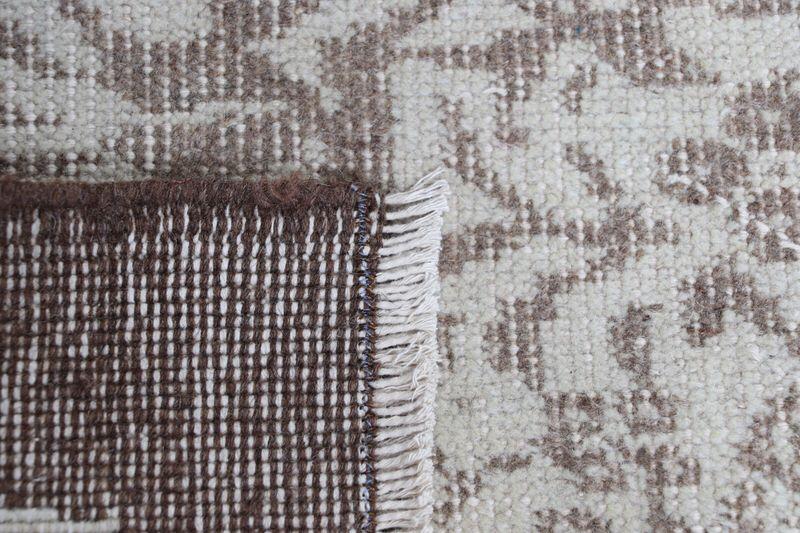 5.6x9.1 ft Turkish Vintage Brown Wool Rug , Handmade Rectangle Rug - 9