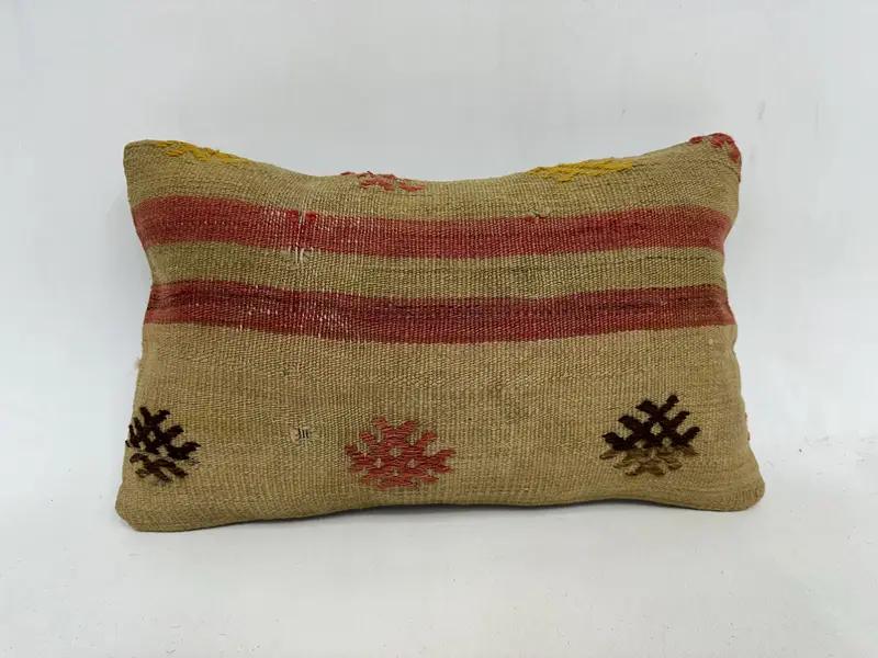 Almohada de lanzamiento bordado geométrico, almohada de tamaño de 12x20 pulgadas - 1