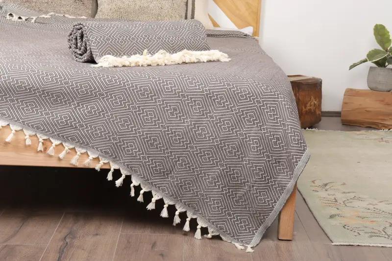 Housewarming Gift, Decorative Bedspread, Turkish Bedcover, 92x80 Cotton Diamond Towel, Wedding Gift For Bride, Bridesmaid Gifts, Bridal Shower Gift - 1